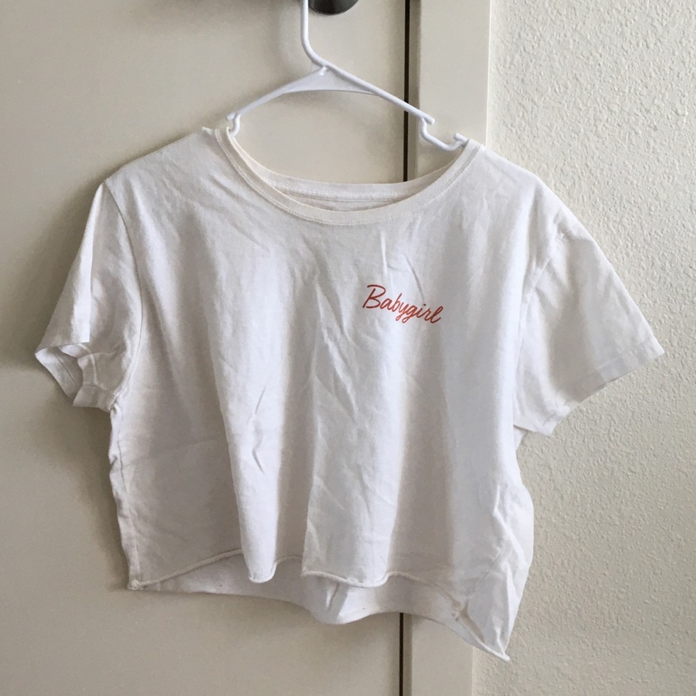 white cropped top